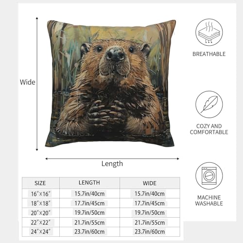 Housse de coussin castor idéale pour décoration de chalet et canapé cosy - 5