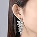 Mecresh Silver Rhinestone Wedding Dangle Earrings, Leaf Chandelier, 6.5cm, Nickel-Free, Hypoallergenic