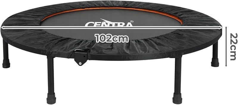 Centra Foldable Mini Trampoline for Adults - 150kg/330lbs Capacity, 4-Fold Ultra Quiet Rebounder with Adjustable Handle, Indoor Fitness Trampoline for Home Cardio Workout in Apartments