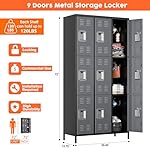 METAN Metal Lockers for School Office Gym Bedroom,9 Doors Black Steel Storage Locker Cabinet for Employees, Assembly Required,Black+Dark Gray - Image 3
