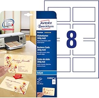Avery C32024-10 Printable Double-Sided Business Cards, 8 Cards Per A4 Sheet, White, 85 x 54 mm
