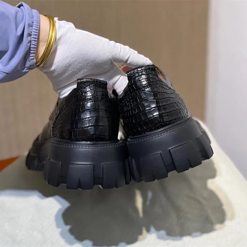 Authentic Real Crocodile Skin Men Black Height Increasing Dress Shoes Genuine Alligator Leather Male Casual Lace-up Derby Shoes3