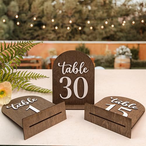 Woodamore Wedding Table Numbers 1-30, Wooden Table Numbers For Wedding Reception Decorations, Rustic Tables Number Signs, Wood Markers For Party, Restaurant