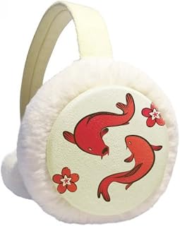 Peixe vermelho japonês chinês Lucky Winter Ear Warmer Cable Knit Furry Fleece Earmuff Outdoor