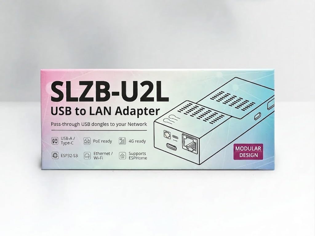 SLZB-U2L USB do bramki sieciowej dla asystenta domowego, Zigbee2MQTT i Z-Wave JS, adapter Ethernet Wi-Fi do Zigbee, Thread, Z-Wave, LoRa i kluczy USB 433 MHz