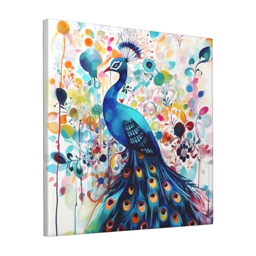 Toile de paon colorée HJBNW décoration murale salon et bureau moderne