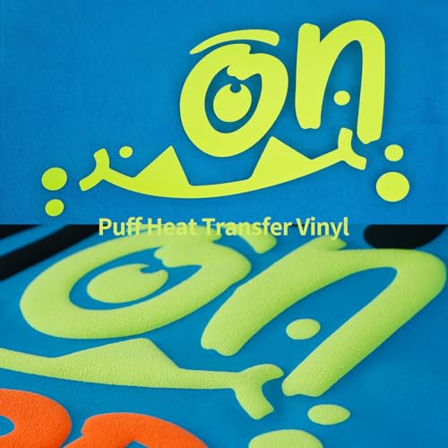 Image of RENLITONG 3D Puff HTV Matte Heat Transfer Vinyl Roll 12 inch x 7ft Iron on for Heat Press T Shirt for All Cutter Machine Heat Vinyl Design (7ft, 3D Puff Neon Yellow)