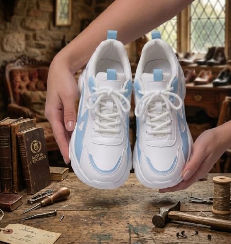 Image of Women's Chunky Lace-Up Sneakers, Colour Block Platform Casual Shoes