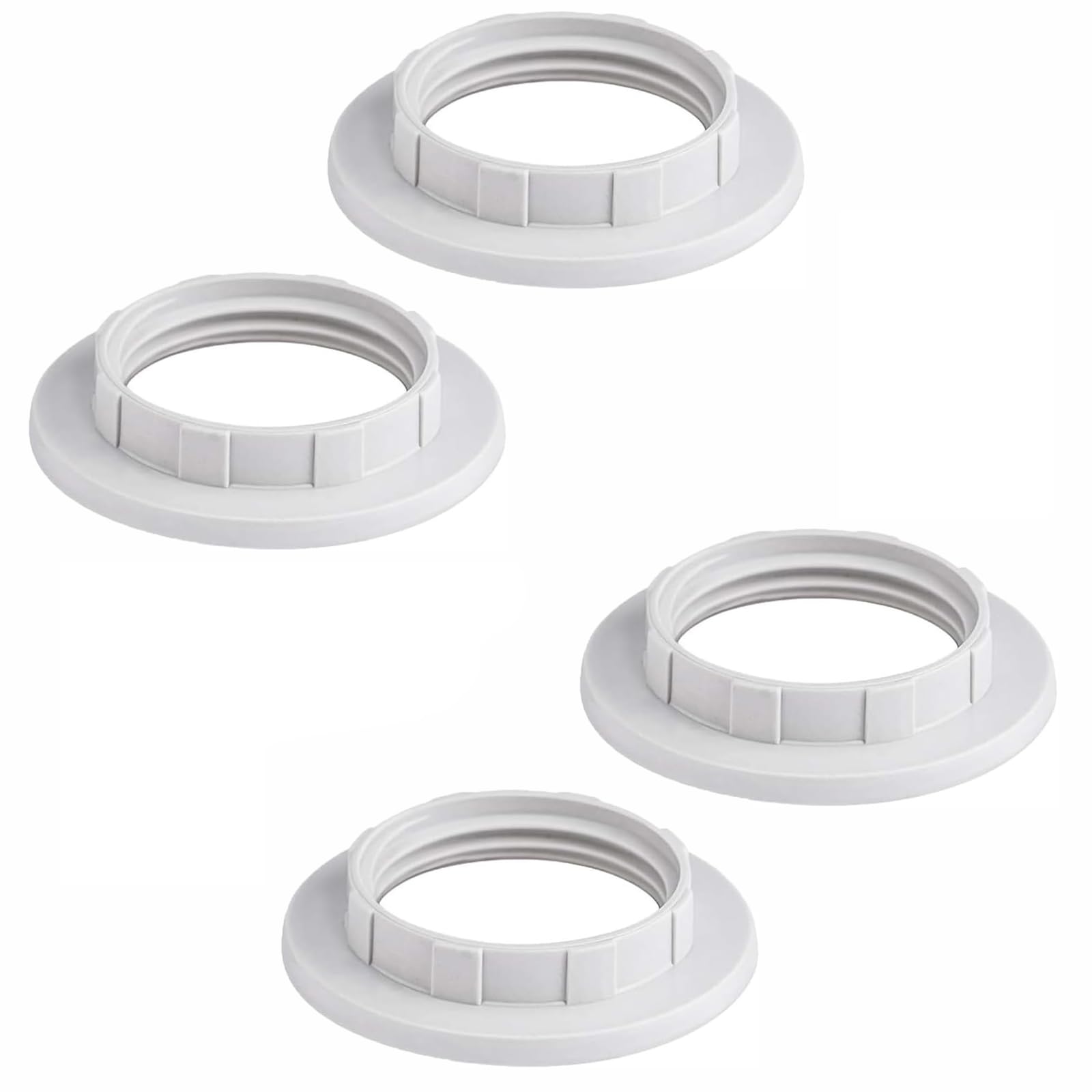 4Pcs E14 Lamp Shade Collar Rings, White Lampshade Reducer Ring for Table Lamp Ceiling Lights Plastic Screw Bulbs Lamp Holder