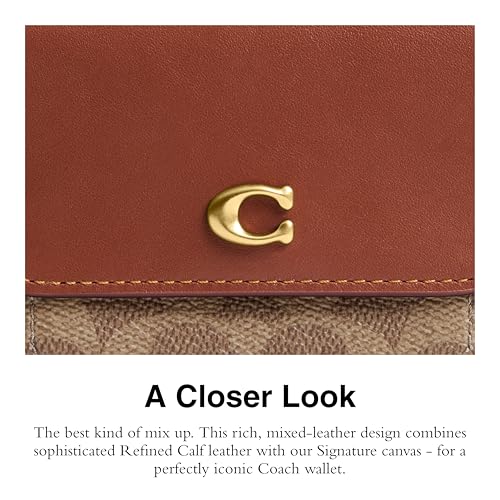 Coach Women's Mila Small Flap Wallet in Signature Canvas Accessory-Travel, B4/Tan Caramel, One Size4