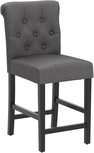 Miniatura 5 de GOTMINSI Taburetes de bar de 24 pulgadas para isla de cocina, juego de 2 taburetes de bar de tela, taburetes de bar tapizados con parte trasera