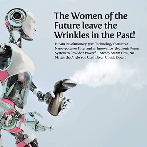 Isteam Steamer For Clothes [Luxury Edition] Powerful Dry Steam. Multi-Task: Fabric Wrinkle Remover- Clean- Refresh. Handheld Clothing Accessory. For All Kind Of Garments. Home/Travel [Ms208 Gold] #TOP6