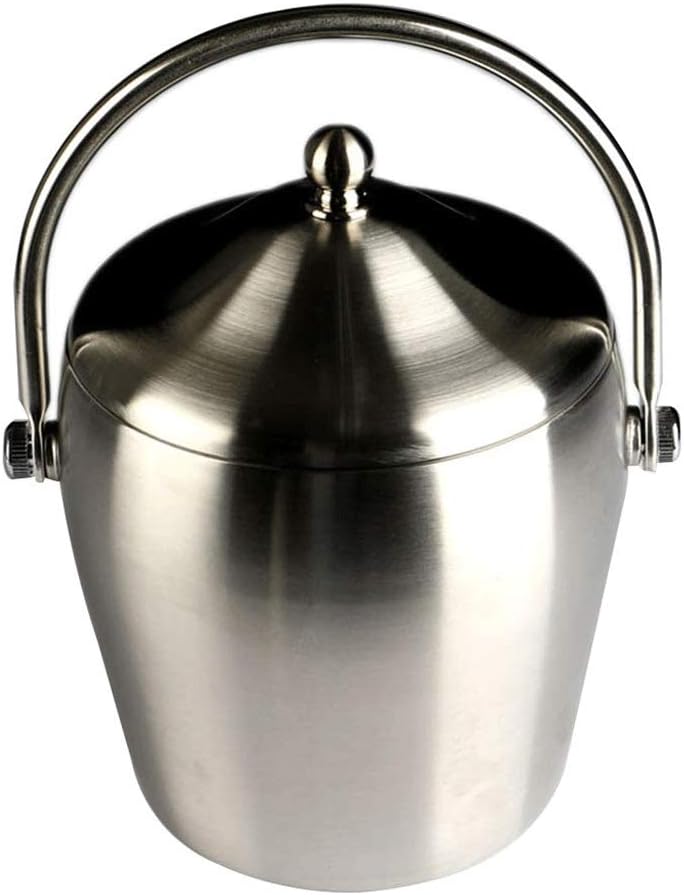 Ice Bucket Stainless Steel Ice Bucket Thicken Handle Double Insulated Bucket with Lid Wine Barrel Bar Beer Barrel
