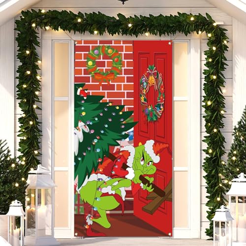 Sunwer Christmas Door Cover Xmas Winter Holiday Party Decoration ...