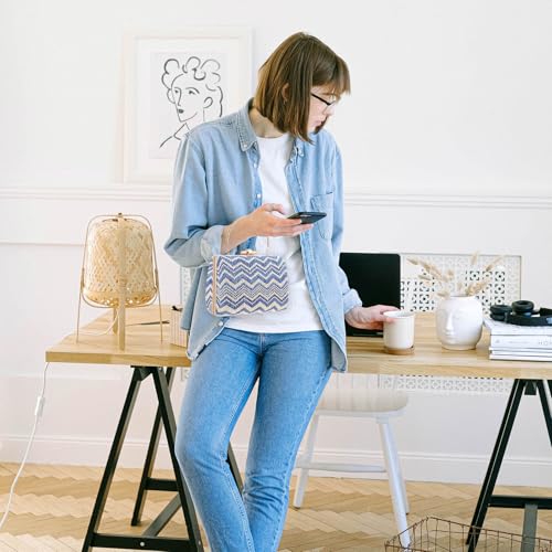 Sac bandoulière en paille bleu léger et créatif avec structure antichoc - 3