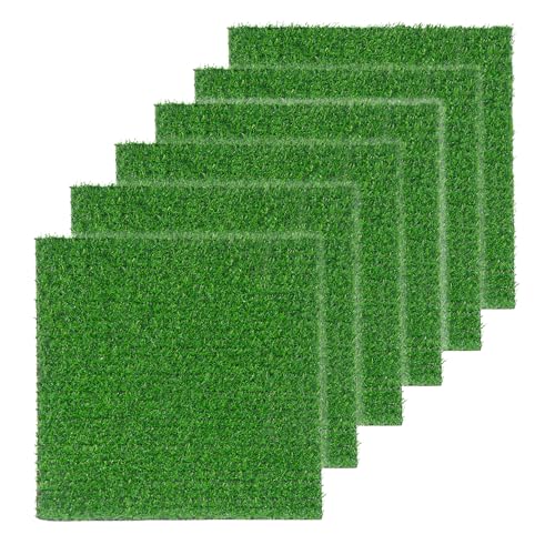 VERDIGRASS Artificial Grass Patch 6x6 Inch,Realistic Synthetic Turf with Drainage Holes,0.35 Inch Synthetic Garden Grass Tiles Faux Grass Rug for Crafts Patio Wall Decor