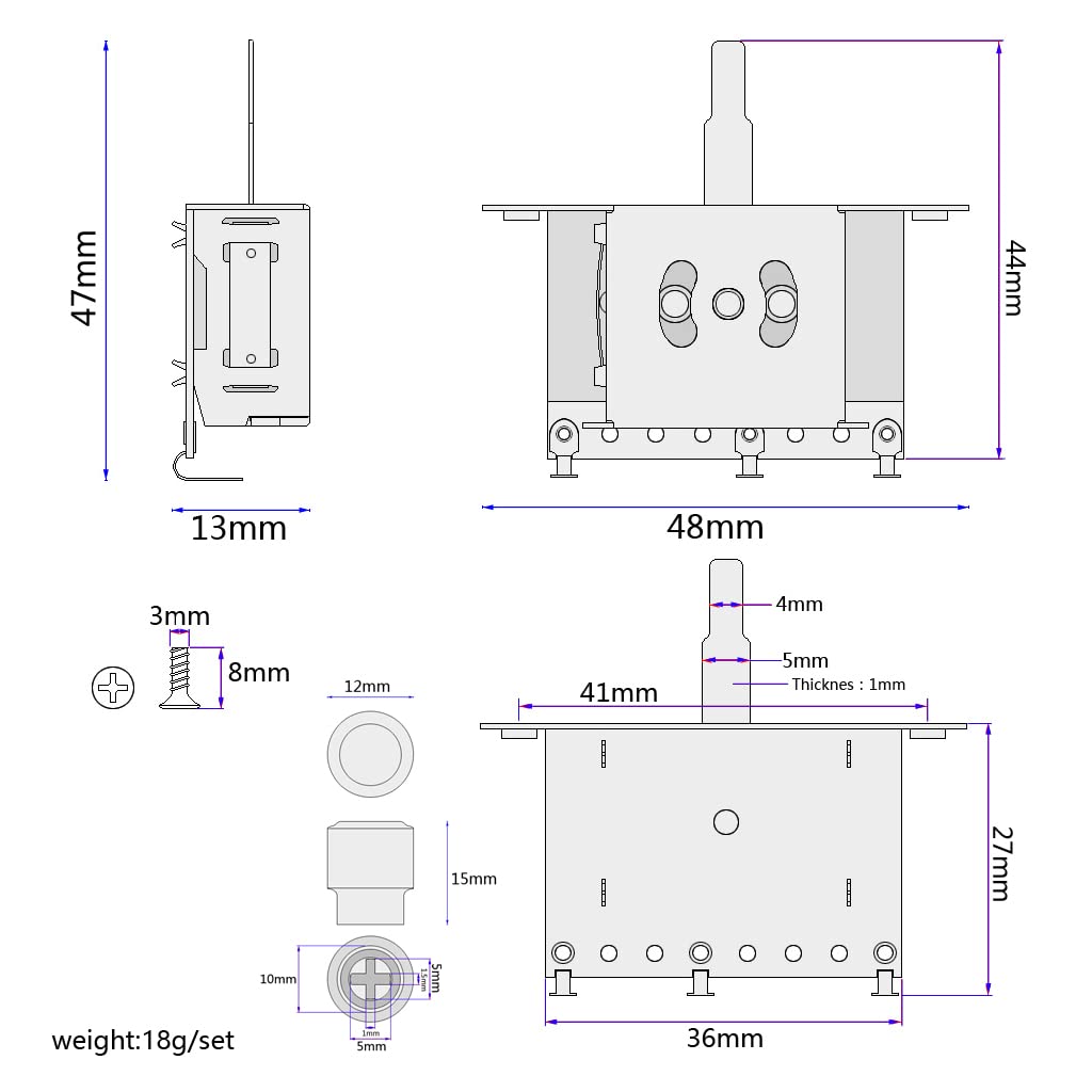 Alnicov 1PC 3 Way Pickup Selector Switch with Silver Tip for Electirc Guitars - Image 3