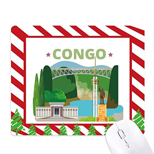 Tapis de souris Congo avec motif de ville et statue pour bureau