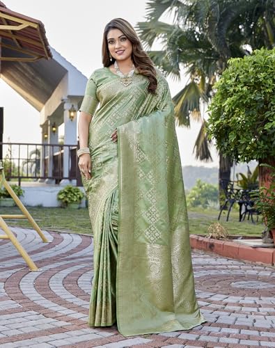 Image of Yashika Women's Pure Kanjivaram Silk Saree Soft Banarasi Style Wedding With Blouse Piece | Saree For Women | New Sari