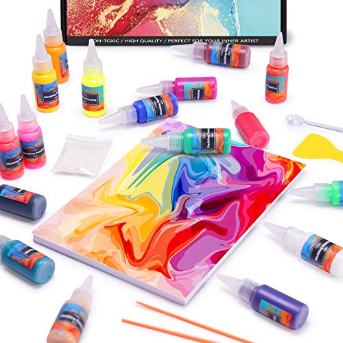 Marbling Paint Art Kit, 18 Colors Water Marbling Kit, Water Art Paint Set, Arts And Crafts For Girls & Boys Ages 6-12, Craft Kits Art Set For Activities #TOP6