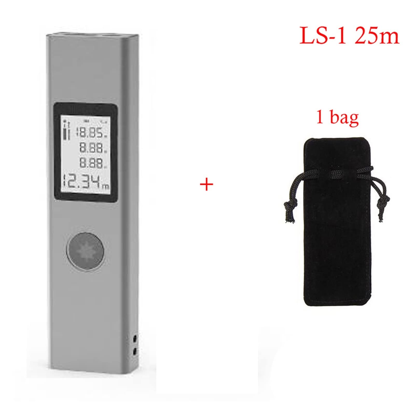 Buscador de Rango Telémetro láser 25/40m LS-P/LS-1S Cargador USB portátil Telémetro láser de medición de Alta precisión(25m with Bag)