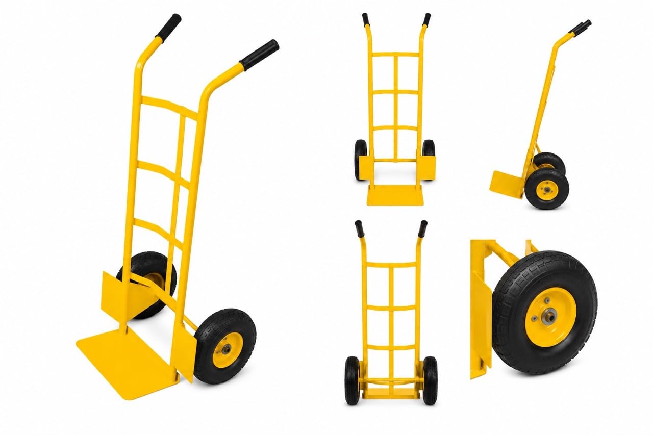 A.M.C. Carrello Portapacchi Pieghevole 200kg Pneumatici Maniglie Ergonomiche Carrellino con Ruote Portatutto Carrelli a Mano Saliscale in Acciaio Trasloco Porta Sacchi Trasporto Carichi Pesanti