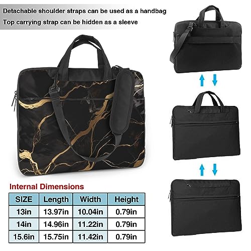 Maletín para portátil unisex negro mármol miniatura 3