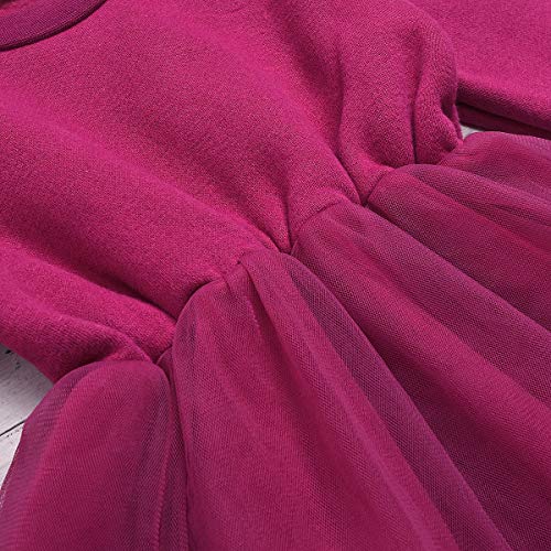 Haokaini baby meisjes ronde hals lange mouw jurk partij mesh jurk voor peuter - Afbeelding 6