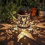 Solarlampen für Außen Hängend Kolibri, IP65 Wetterfest Solar Laternen für Draußen, Metall Retro Solar Gartenleuchten, Deko für Garten, Balkon, Terrasse, Geschenk für Gärtner