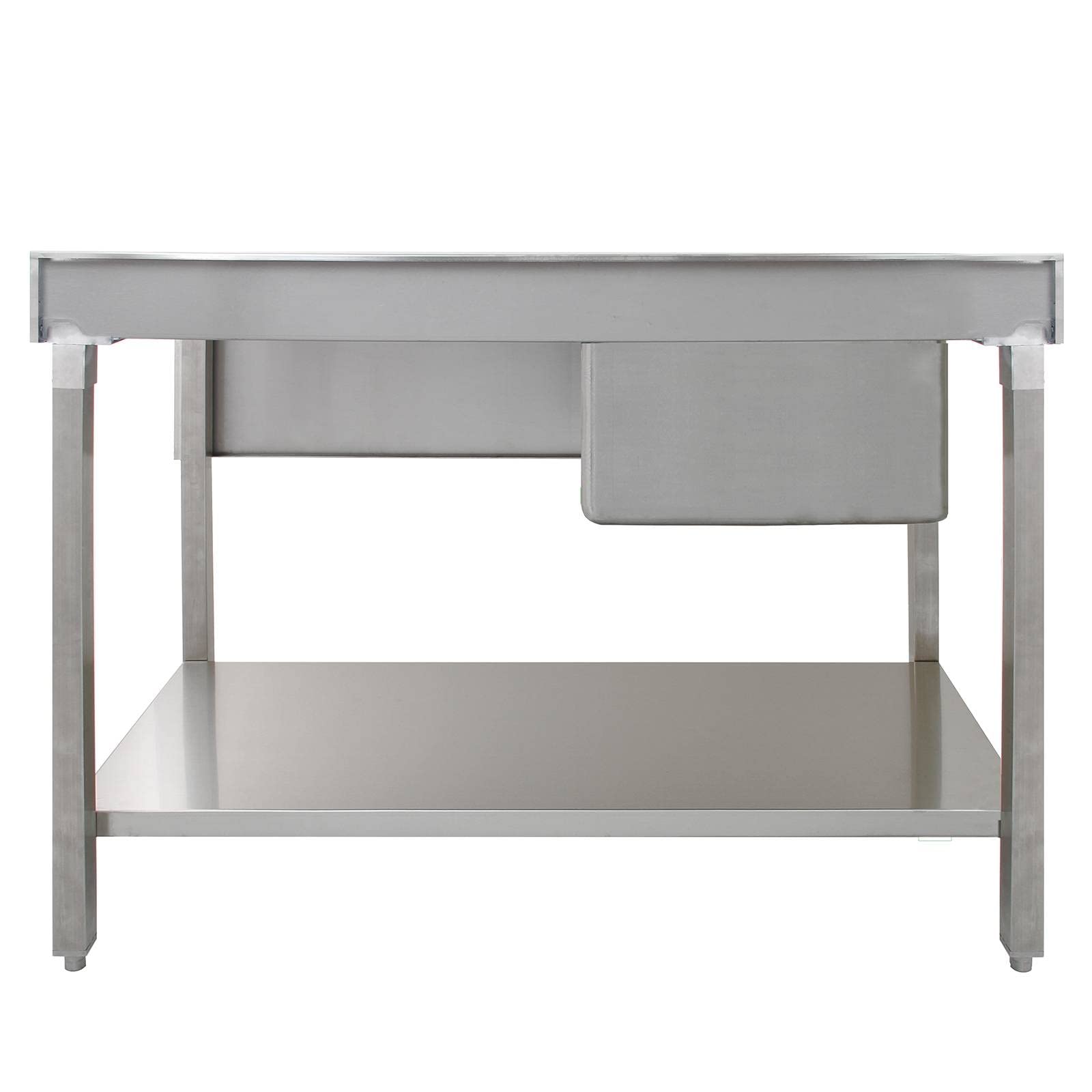 Banco de laboratorio con fregadero de acero inoxidable 1.0 superficie de drenaje para banco de laboratorio derecho mesa de trabajo para laboratorio protección contra salpicaduras tapón de seda pies