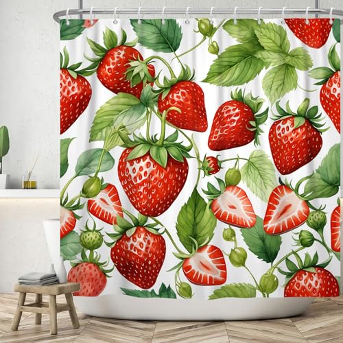 ASDCXZ Strawberry Shower Curtain 180x180 cm