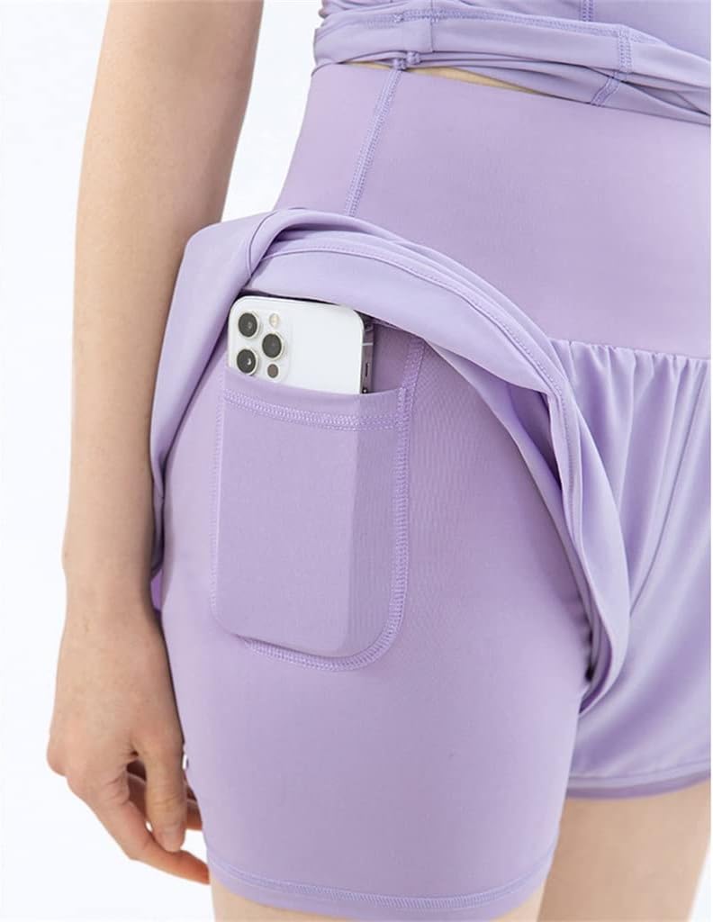 2 in 1 Ladies Yoga Shorts Fitness Quick Dry Running Loose Breathable Sports with Pockets