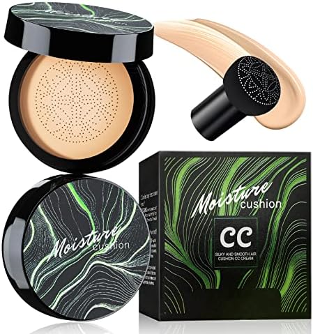 Mushroom Head Air Cushion CC Cream - BB Cream Foundation Makeup Concealer Moisturizing Oil Control Waterproof, Long-Lasting Makeup Even Skin Tone, Makeup Base Primer for All Skin Types (Natural)