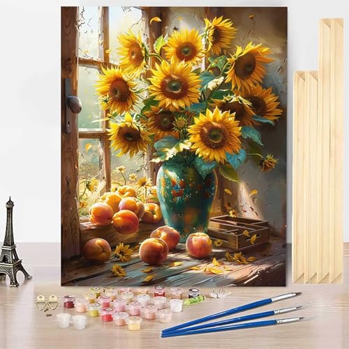 Paint by Numbers for Adults with Frame �� �������G 30 x 40 cm, ��l ��h�� DIY�G�f�W�^�����G �Ђ܂�� �i���o�[�y�C���g ���S�҂Ƒ�l - �K�p�Ώ� �C���e���A �Ǐ��� �z�[���f�R���[�V���� -j2