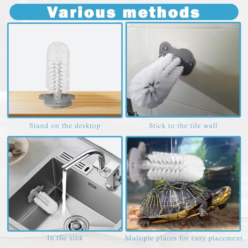 Image of 2 Pcs Turtle Brush, Turtle Shell Cleaning Brush with Suction Cup for Tank Remove Aquatic Mud Dirt Tortoises Back Scratches Brush Tortoise Supplies Promoting Shell Health for Red Eared Slider Turtle