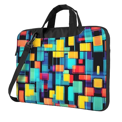 Diagrama geométrico cuadrado adecuado para laptop o tableta de 13 a 15.6 pulgadas, bolsa cruzada,...