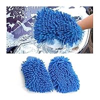 XoeLLe Lot De 2 Gants De Lavage Voiture Microfibre Ultra-Doux – 2 En 1 Anti-Rayures, Idéal Pour Carrosserie, Jantes, Vitres Et Intérieur Auto