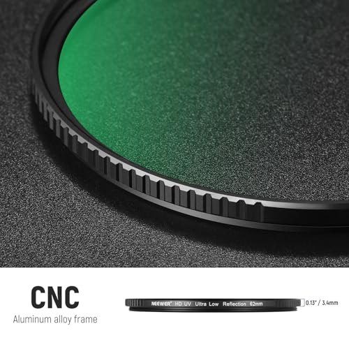 NEEWER 62mm Ultra Low Reflectivity UV Lens Filter, UV Protection Filter with Multi Resistant Coating, HD High Transmittance Optical Glass, Ultra Slim Aluminum Frame, Water/Scratch/Oil Resistant