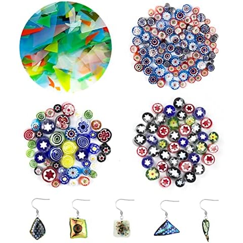 6 Pack Fusing Glass, DSVENROLY COE 90 Glaze Fusible Glass, Millefiori Confetti Glass for Microwave Kiln Glass Kits Fusing Supplies DIY Jewelry Making Accessories Glass Fusing Tools (Colorful) Cover