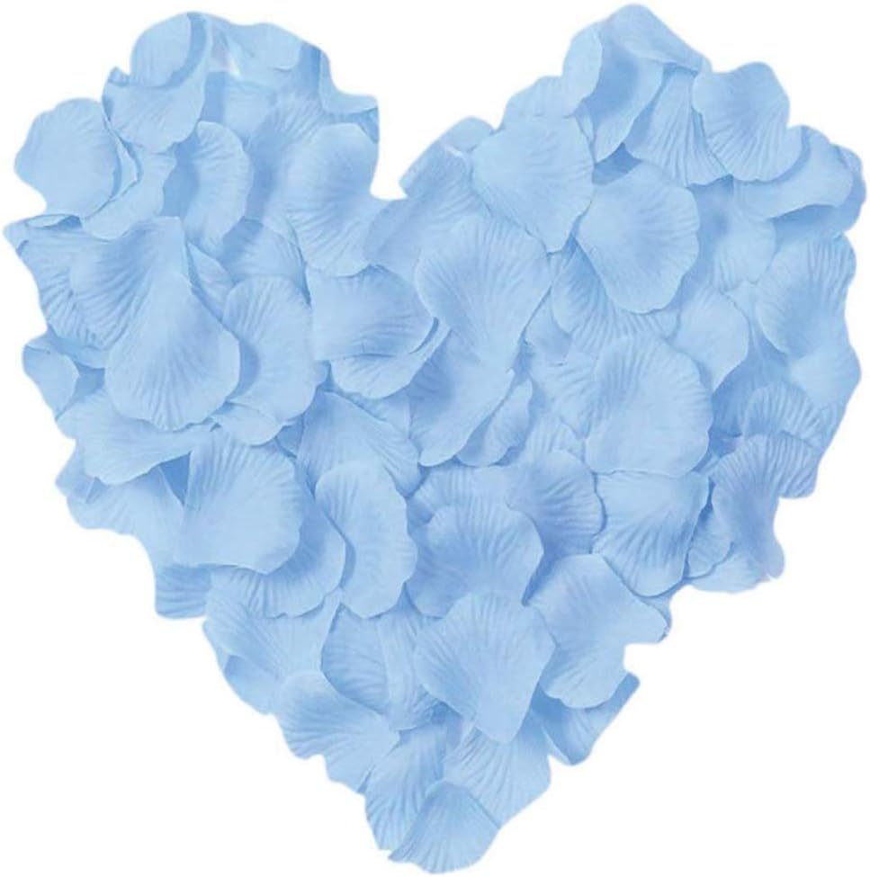 LZXD 1000 Pieces Light Blue Artificial Silk Rose Petals Flower Decoration Wedding Party Color Light Blue