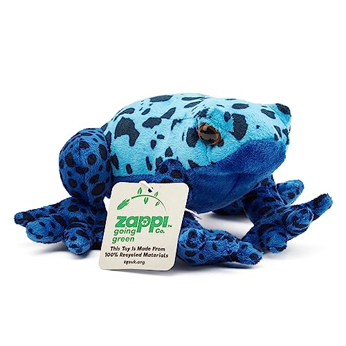 Zappi Co 100% Recycled Plush Poison Dart Frog Blue Toy (15cm Length) Stuffed Soft Cuddly Eco Friendly Animals Collection for Newborns - Image 3