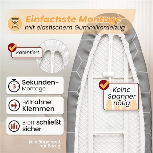 arteneur® - Made in Germany Bügelbrettbezug 120x40 | Hitzereflektierend | Gummizug | OEKOTEX100 |...