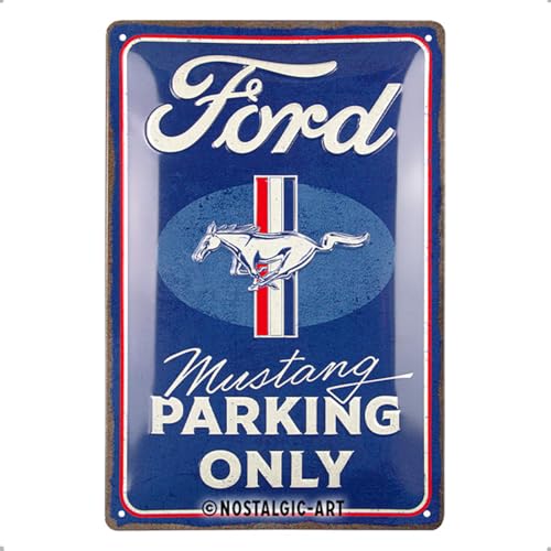 Nostalgic-Art Plaque rétro, 20 x 30 cm, Ford Mustang – Parking Only – Idée de Cadeau pour Fans de Ford, en métal, Design Vintage