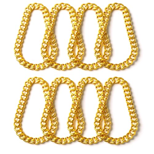 8 Pcs Costume Chain, Big Chunky Plastic Hip Hop Chain for Men Women Fake Plastic Gold Necklace Accessories for 80s 90s Punk Style Halloween Costume Dress Up Party Props(32 Inches)