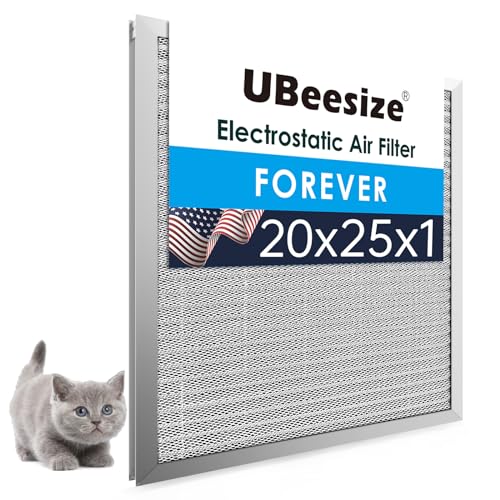 UBeesize 20x25x1 Reusable Electrostatic Air Filter HVAC AC Furnace Filter,MERV 8,Washable, Lasts a Lifetime,Permanent Air Filter,Breathe Fresher,Home And Office(Actual Size:19.75x24.65x0.82 Inch)