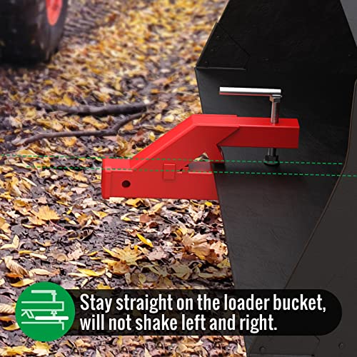 Rbhauto Red Tractor Clamp On Trailer Hitch 2" Ball Mount Receiver, New Upgrade Forklift Bucket Trailer Hitch Attachment, Adapter Compatible With Kubota Deere Bobcat Front Bucket Accessories #TOP5
