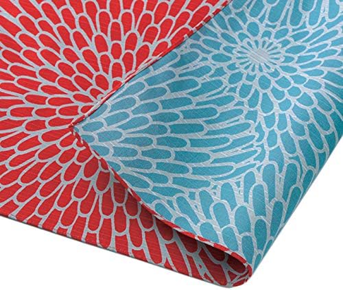 Furoshiki Traditional Japanese Fabric - Wrapping Cloth - Extra Large 40.9 x 40.9 inches, 100% Cotton, Made in Japan Honjien Reversible Isa Monyo Classical Pattern [Chrysanthemum Red/Sage]