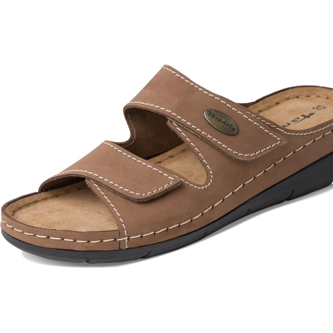 Tamaris chausson femme en cuir à talon compensé
