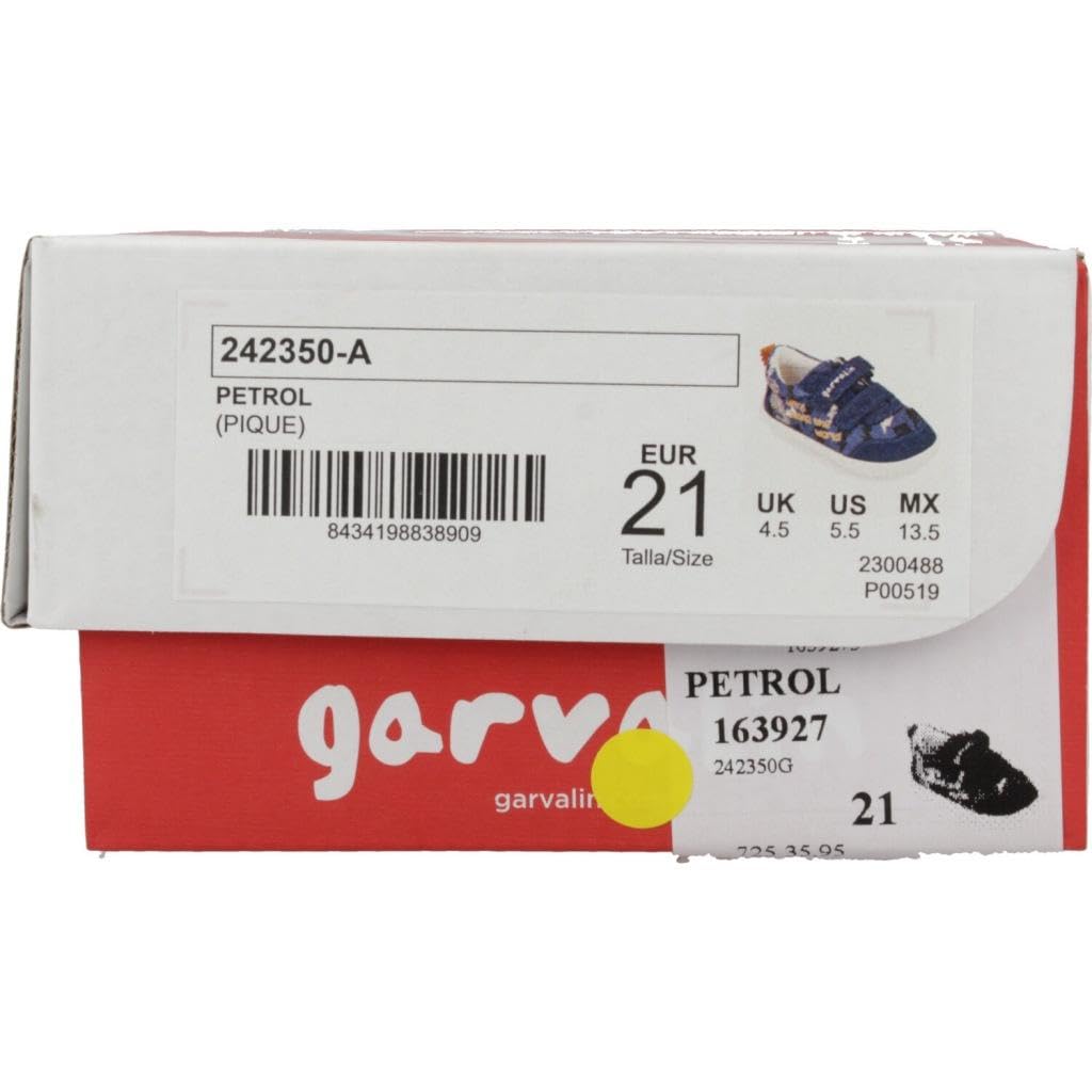 GARVALÍN 242350-A Zapatillas para niño, estampado de dragón, color marino, calzado respetuoso para niños, con velcro NIÑO ZAPATILLAS