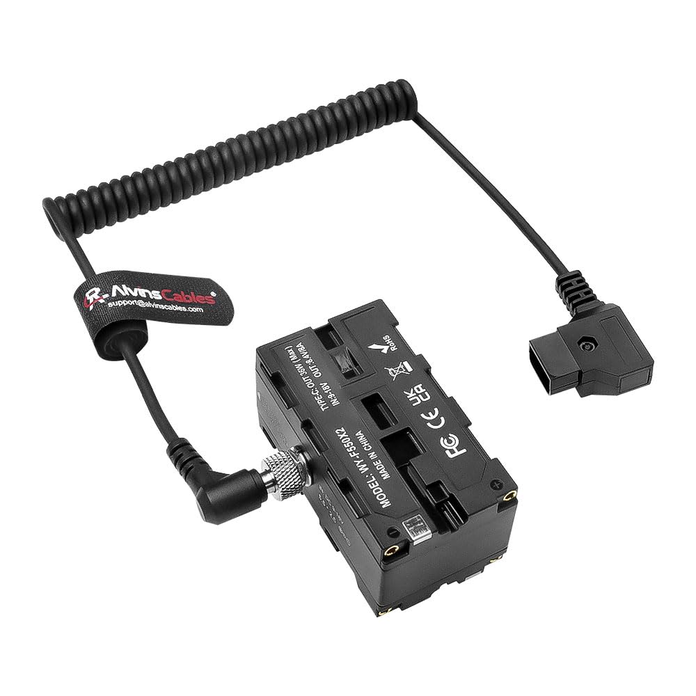 Alvin's Cables D-tap au câble double face batterie factice NP-F pour Atomos Ninja|Smallhd|Moniteur Feelworld,NP-F550|F570|F770 Adaptateur d'alimentation de batterie factice avec port de type C